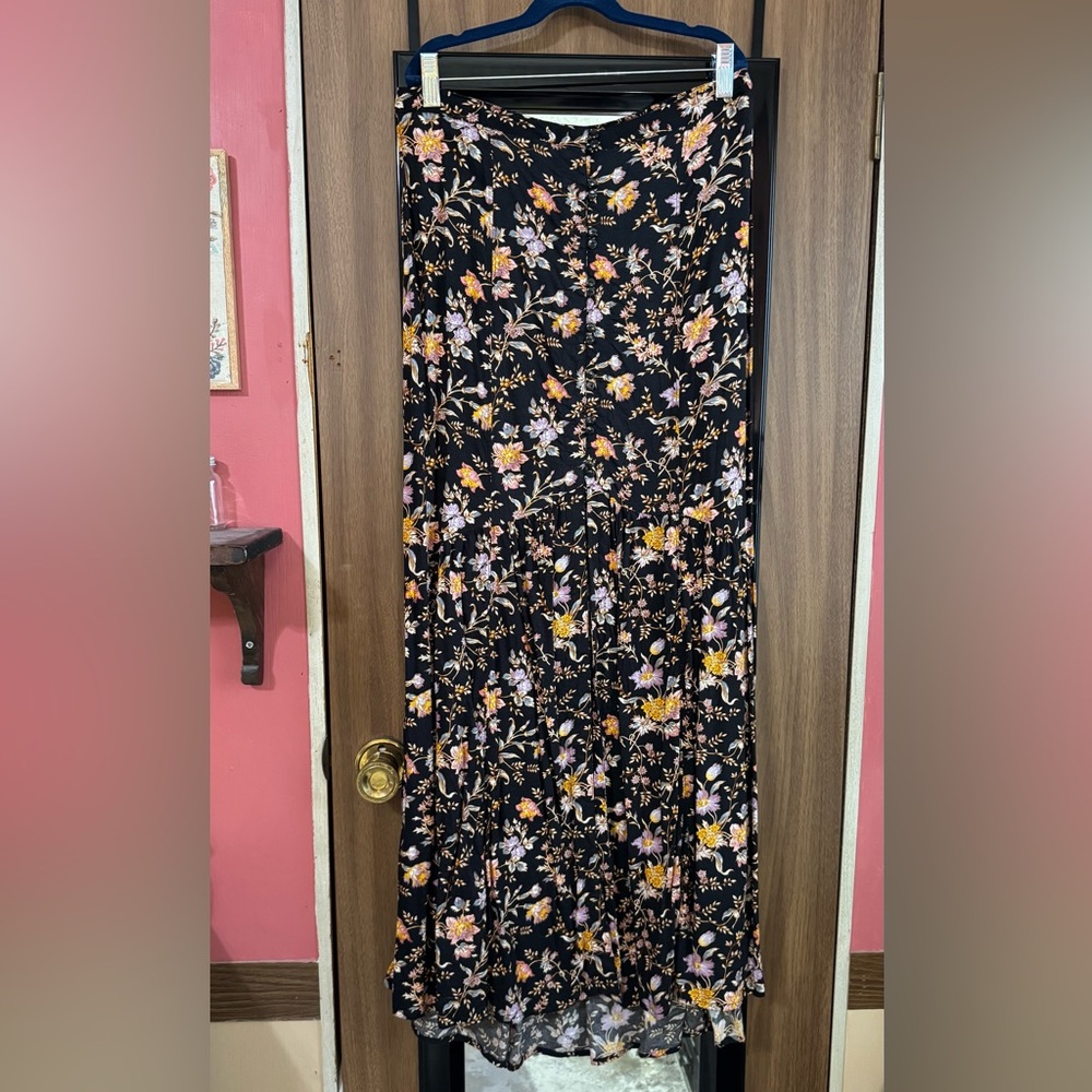 American Eagle Outfitters Black Floral Maxi Skirt